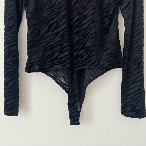 Good American Burnout Zebra Mesh Velvety Bodysuit NEW Size XXL Animal Print - Picture 10 of 12